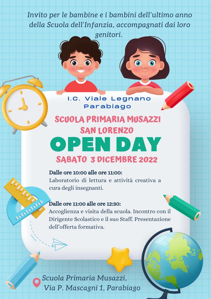 Open Day Primaria “Musazzi” San Lorenzo – 3 dicembre – Istituto Comprensivo  Viale Legnano